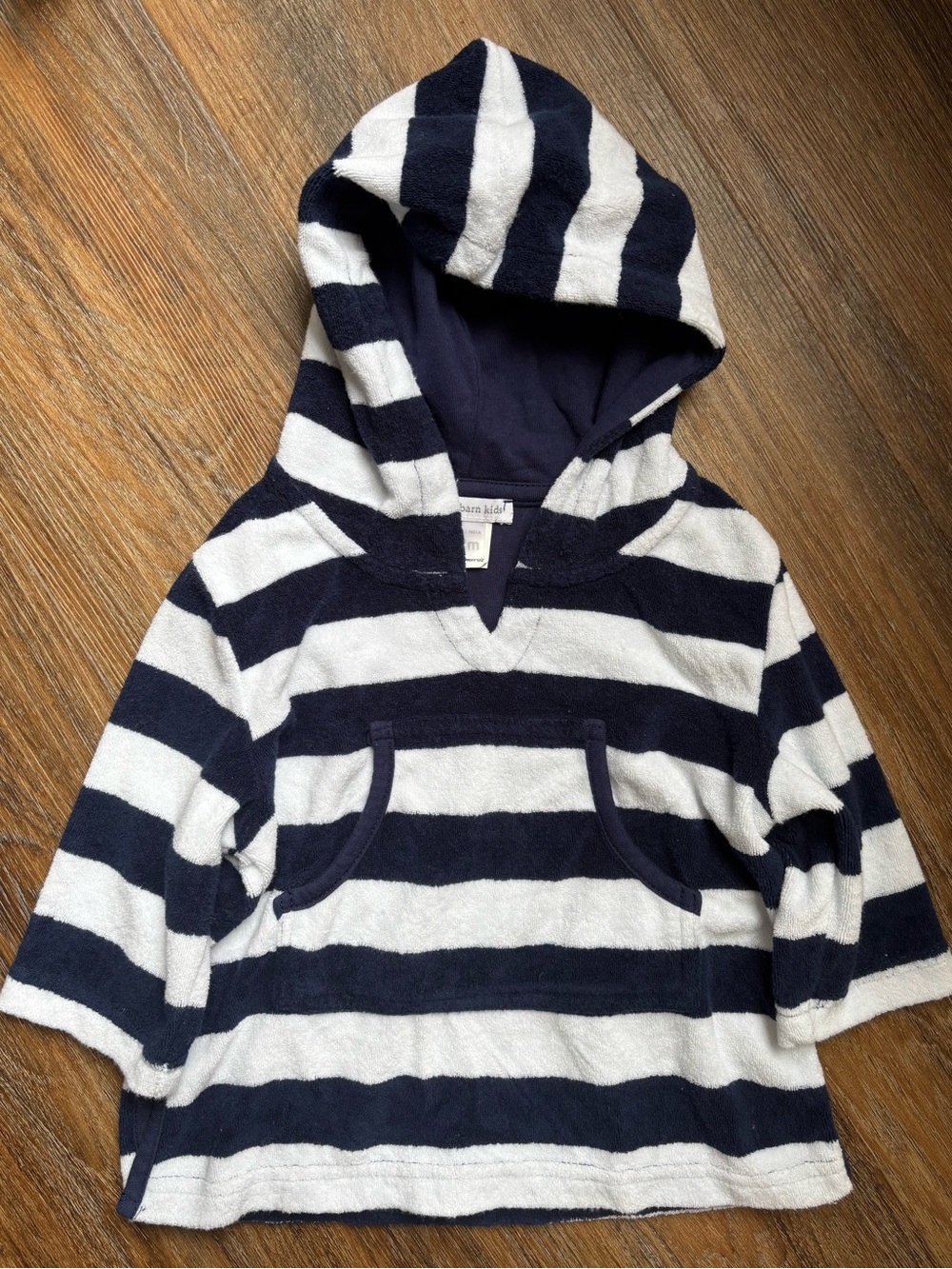 Pottery Barn Kids Navy and White Striped Hooded Swim Coverup
